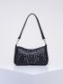 Studded Decor Baguette Bag