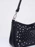 Studded Decor Baguette Bag