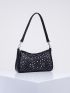 Studded Decor Baguette Bag