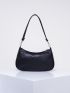 Studded Decor Shoulder Bag Black Hobo Bag For Punk