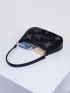 Studded Decor Shoulder Bag Black Hobo Bag For Punk