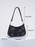 Studded Decor Shoulder Bag Black Hobo Bag For Punk