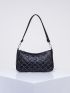 Studded Decor Quilted Baguette Bag