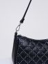 Studded Decor Quilted Baguette Bag