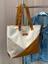 Colorblock Letter Patch Decor Shopper Bag