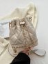 Quilted Pattern Crossbody Bag White Bucket Bag For Work & Office