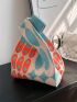 Mini Geometric Satchels Bag Colorblock Crochet Bag For Women