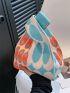 Mini Geometric Satchels Bag Colorblock Crochet Bag For Women