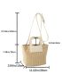 Two Tone Straw Bag Double Handle Vacation For Daily Life
