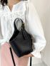 Crocodile Embossed Bucket Bag Mini Black