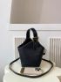 Crocodile Embossed Bucket Bag Mini Black