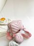 Mini Chevron Quilted Square Bag With Coin Purse