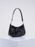 Studded Decor Hobo Bag