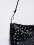 Studded Decor Baguette Bag