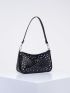 Studded Decor Baguette Bag