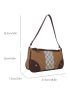 Fashionable Baguette Bag Geometric Pattern Chain & Studded Decor PU For Daily Life