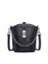 Genuine Leather Mini Crocodile Embossed Bucket Bag Chain Decor