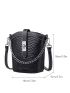 Genuine Leather Mini Crocodile Embossed Bucket Bag Chain Decor