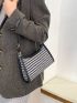 Small Novelty Bag Houndstooth Pattern Contrast Binding