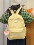 Letter Graphic Functional Backpack Corduroy Waterproof Classic Backpack With Bag Charm