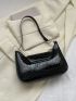 Small Hobo Bag Crocodile Embossed Minimalist Elegant