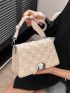 Geometric Embossed Crossbody Metal Decor Flap Square Bag