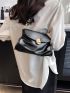 Metal Decor Shoulder Bag Ruched Detail Flap Novelty Bag