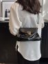 Metal Decor Shoulder Bag Ruched Detail Flap Novelty Bag