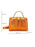 Mini Neon Orange Satchel Crocodile Embossed Flap Square Bag