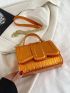 Mini Neon Orange Satchel Crocodile Embossed Flap Square Bag