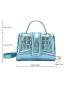 Mini Neon Blue Satchel Crocodile Embossed Flap Square Bag