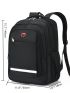 Colorblock Functional Backpack Metal Decor Laptop Backpack