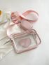 Heart Pattern Square Bag Clear With Coin Purse Pink