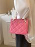 Mini Quilted Pattern Satchel Pearl & Metal Decor Square Bag