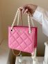 Mini Quilted Pattern Satchel Pearl & Metal Decor Square Bag