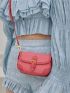 Mini Buckle Decor Shoulder Bag Flap Square Bag