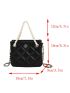 Mini Quilted Pattern Satchel Metal & Pearl Decor Square Bag