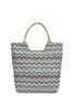 Geometric Pattern Tote Bag Colorblock Straw Bag