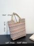 Geometric Pattern Tote Bag Colorblock Straw Bag