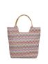 Geometric Pattern Tote Bag Colorblock Straw Bag