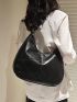 Large Vintage Shoulder Bag Stitch Detail Hobo Bag