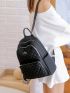 Quilted Pattern Pocket Front Backpack