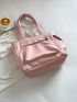 Small Shopper Bag Double Handle Pink For Daily Outing