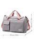 Letter Patch Duffel Bag Gray Multi-Pocket For Travel