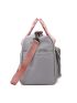 Letter Patch Duffel Bag Gray Multi-Pocket For Travel