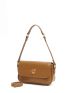 Small Brown Square Bag Metal Decor Flap Shoulder Bag For Office