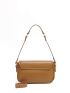 Small Brown Square Bag Metal Decor Flap Shoulder Bag For Office