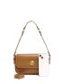 Small Brown Square Bag Metal Decor Flap Shoulder Bag For Office