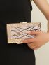 Mini Geometric Pattern Box Bag Metal Decor Evening Bag For Party