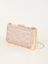 Mini Geometric Pattern Box Bag Metal Decor Evening Bag For Party